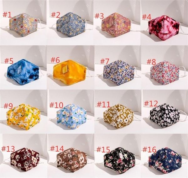 

styles 16 flower print drink washable dustproof drinking straw masks anti pm2.5 fog cotton face mask not include filter 1 nzs81