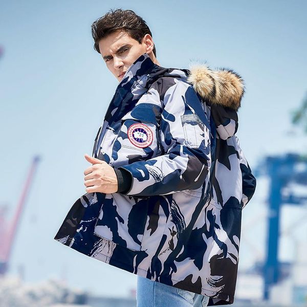 

men's cotton-padded jacket men's mid-length winter pie to overcome loose korean down padded jacket men, Tan;black