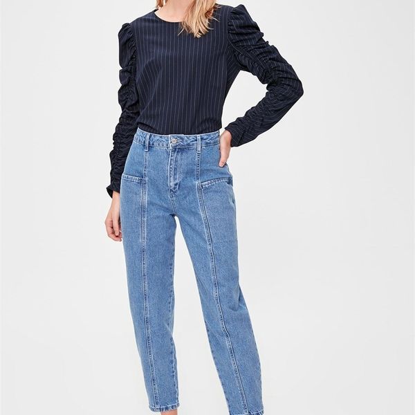 

trendyol pocket detail high bel balloon jeans twoaw20je0278 y200417, Blue