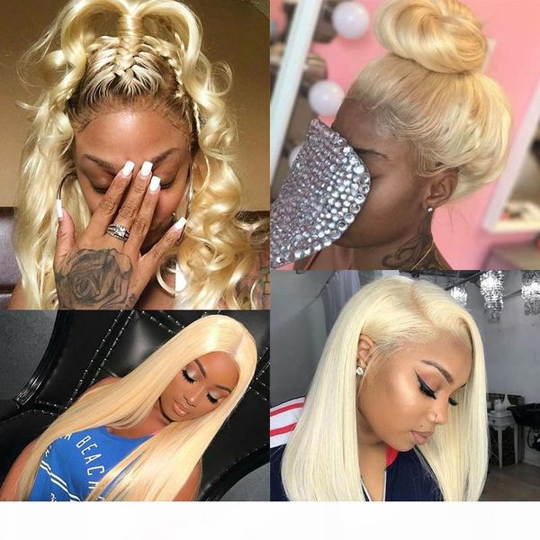 

360 lace frontal wig 613 lace front human hair wigs honey blonde natural black straight colorful transparent lace wig, Black;brown