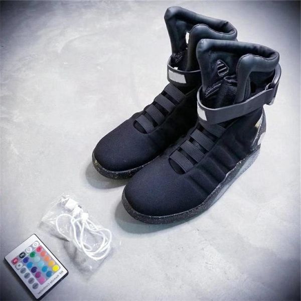

2020 air mag led shoes back to the future 2 light up shoes authentic sneakers men glow in the dark with box grey red black boots with bo