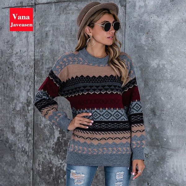 

retro stitching pattern loose knitted sweater women knitwear winter clothes warm jumper pullover sweaters woman harajuku, White;black