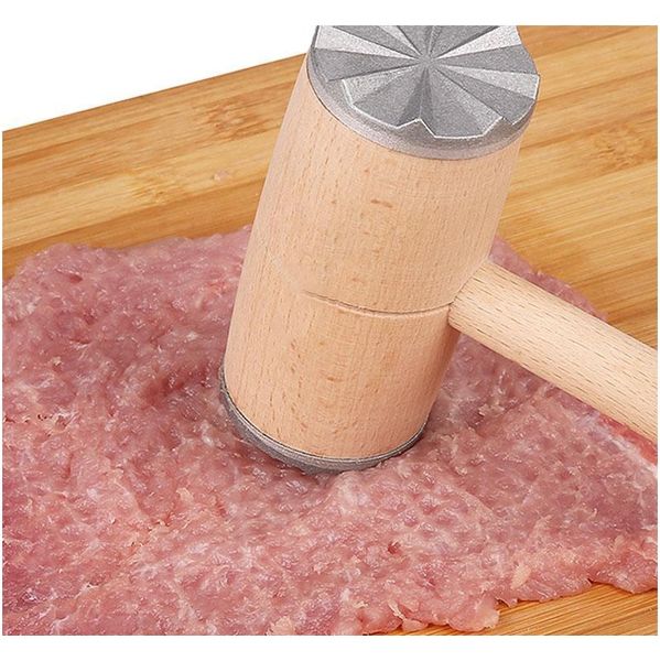 

wood meat tenderizer hammer double side aluminum steak beef pork chicken hammer kitchen tools professional meat jllqqq lajiaoyard