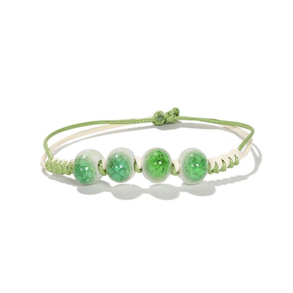 

new vintage bohemian ceramic beaded bracelet fashion braided charm bracelet for woman girls students 20cm adjustable, Black