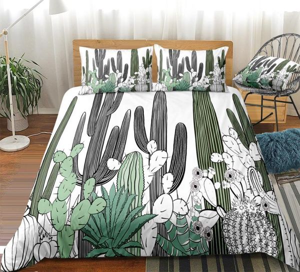 

bedding sets cactus set green tropical plant quilt cover floral duvet  dropship home textiles kids boys girls green1