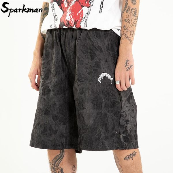

2020 hip hop cargo shorts streetwear washed denim shorts men harajuku jogger summer cotton short elastic waish pockets, White;black