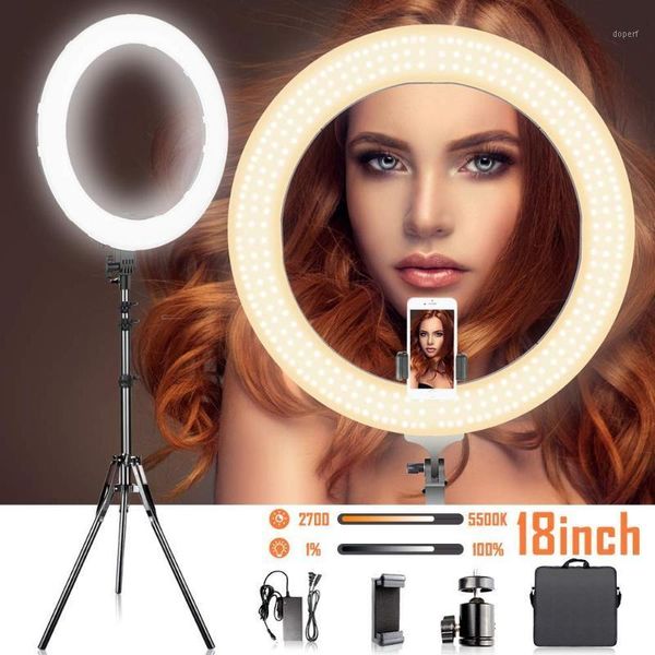 

bicolor dimmable ring lamp 18 inch led ring light 2700-5500k color temperature pgraphy ringlight lamp for youtube portrait1