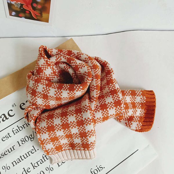 

plaid matching korean children's knitting color scarf dg9odqtl, Red;brown