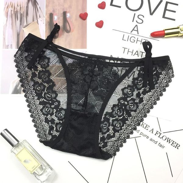 

summer new lace panties comfortable and breathable lace cutout panties1, Black;pink