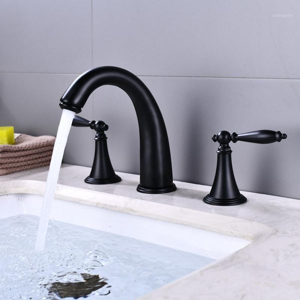 

bathroom sink faucets arrivals faucet water tap 3 hole pcs arc-shaped widespread double handle basin mixer tap1