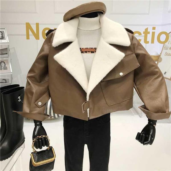 

quilted small leather coat women autumn/winter niche design new locomotive handsome short jacket small lapel padded jacket1, Black