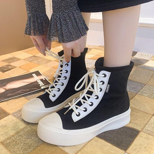 

boots 2021 winter women fashion platform brand ankle women's chunky sneakers gladiator khaki high shoes woman1, Black