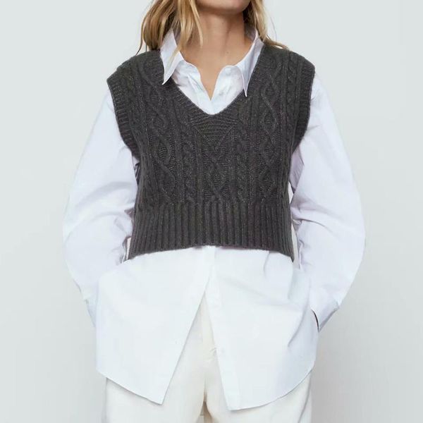 

women's sweaters kumsvag women autumn vintage knitted vests sweater sleeveless v-neck slim female waistcoat ribbed clothes bb3129, White;black
