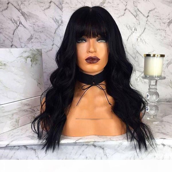 

synthetic wigs synthetic hair for black women synthetic lace front wigs natural colorl hair wig with bangs in stock