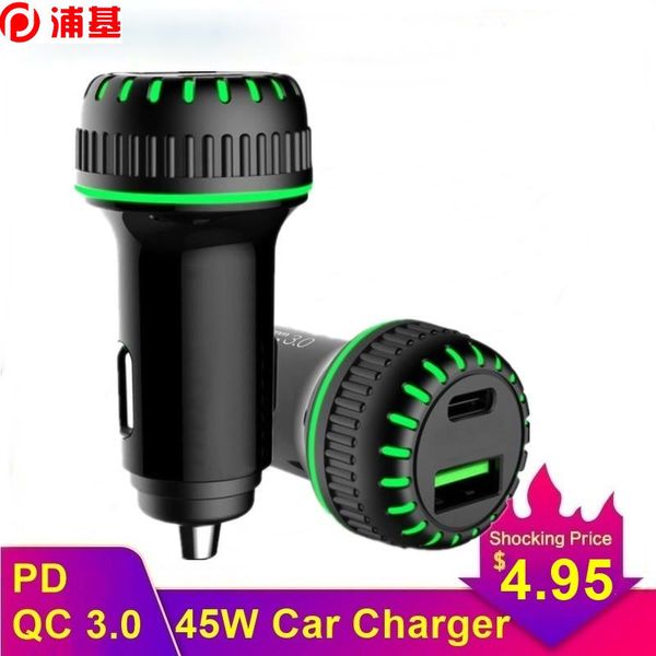 

45w usb car charger quick charge qc 3.0 mobile phone pd port charger fast car charger for iphone xiaomi smartphone