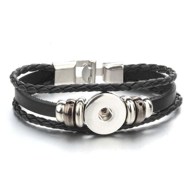 

new fashion woven bracelet handmade leather snap bracelets fit 18mm snap button charms diy snap jewelry for women m jllgjd, Golden;silver