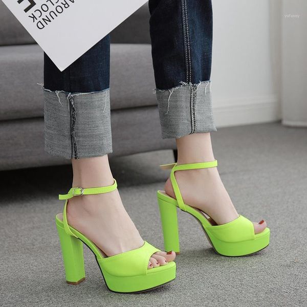 

sandals yihongmeiqi women's thick heel open toe strap fashion shoes bottom high fish mouth shoes1, Black