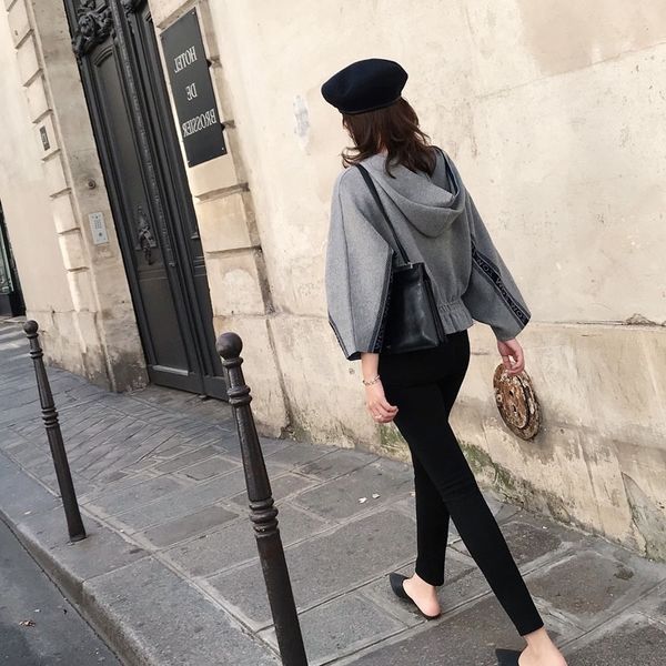 

kaoye style autumn and winter new korean 2020 graceful hooded sweater casual sweater suit pants women's fashion slimming casual pants t, Gray
