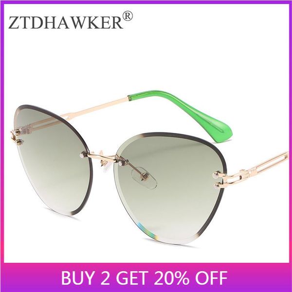 

sunglasses modern frameless trimmed big frame cat eye spectacles gradient color eyeglasses women, White;black