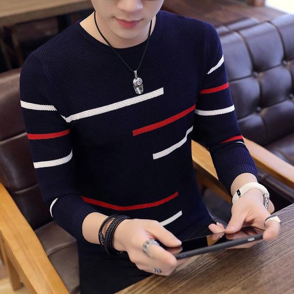 

korea grey sweaters and pullovers men long sleeve knitted sweater winter pullovers homme warm navy coat 3xl newest, White;black