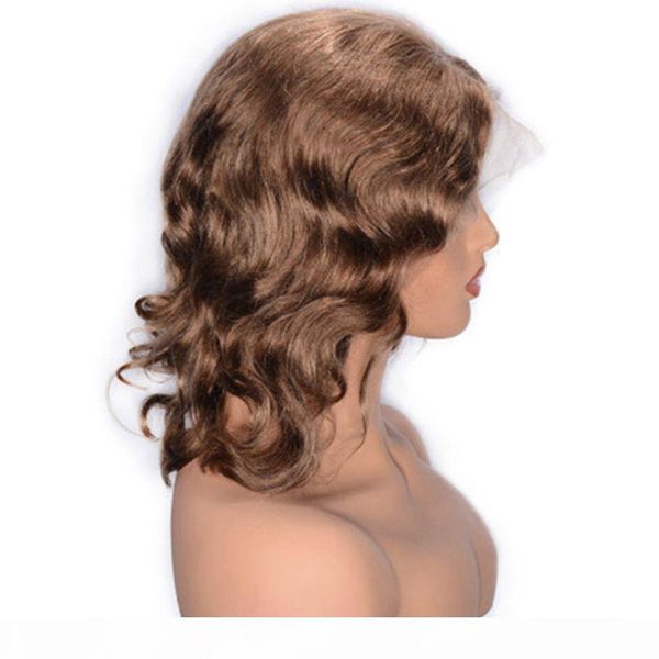 

130% density lace front human hair wigs 8# short body wave lace wigs brazilian human hair for women, Black;brown