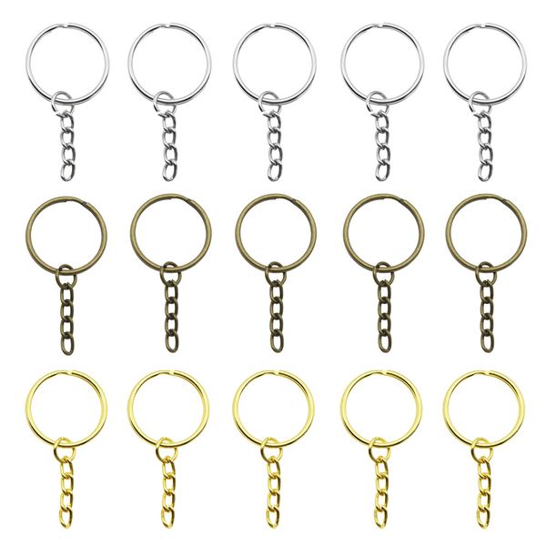 

100pcs/lot key chain key ring keychain bronze rhodium gold long round split keyrings keychain jewelry making wholesale diy, Slivery;golden