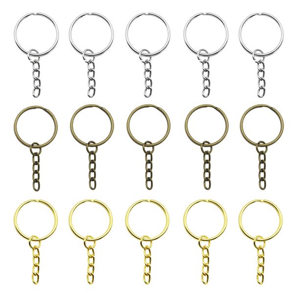 100шт / серия Key Chain Key кольцо брелок бронза родия золото Длинный круглый Сплит Keyrings брелок Изготовление ювелирных изделий Оптовая DIY