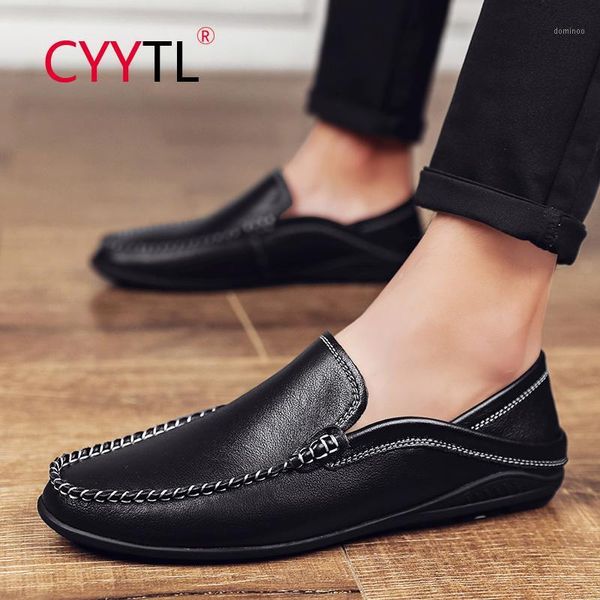 

cyytl men shoes casual genuine leather loafers moccasins slip on mens formal dress shoes sapato social masculino1, Black