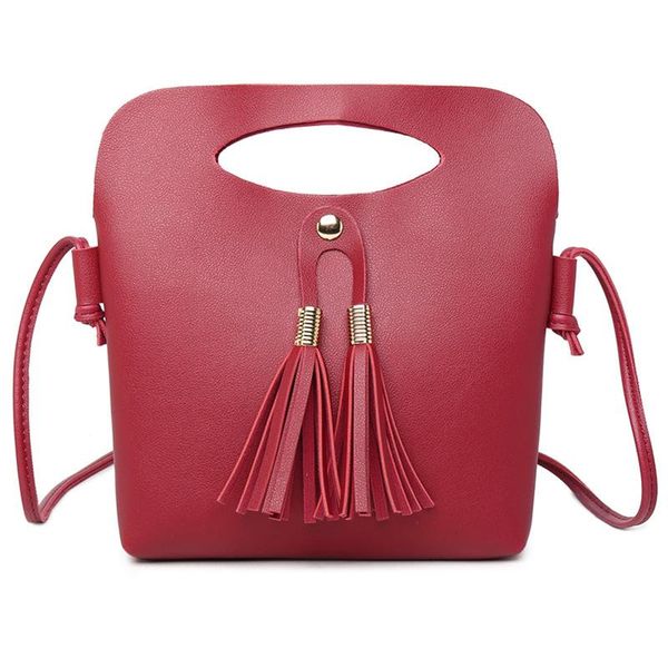 

candy women handbag tassel women handbags crossbody shoulder bags bucket pu leather messenger bags