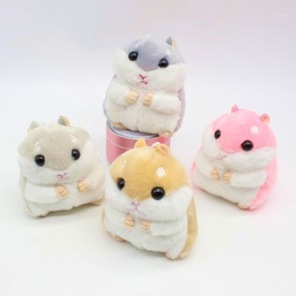 

cute girls cartoon hamster key chain on bag plush fur pom pom doll keychain women car trinket animal toy jewelry party gift1, Silver