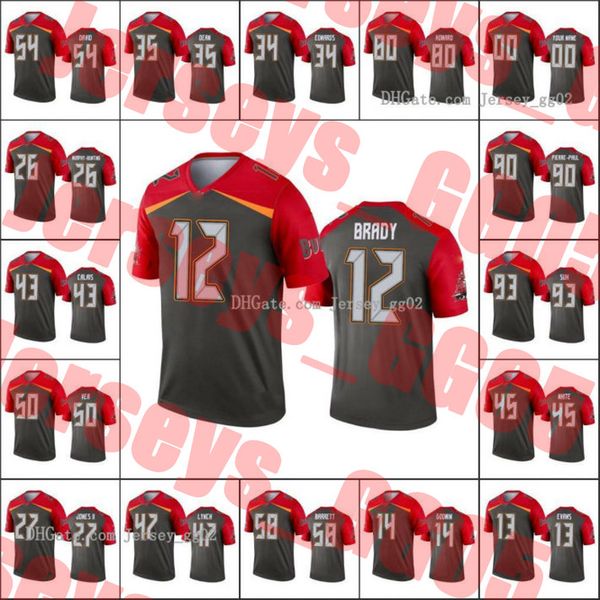 

tampa bay buccaneers men #14 chris godwin 45 devin white 12 tom brady 13 mike evans custom women youth nfl inverted jersey, Black;red