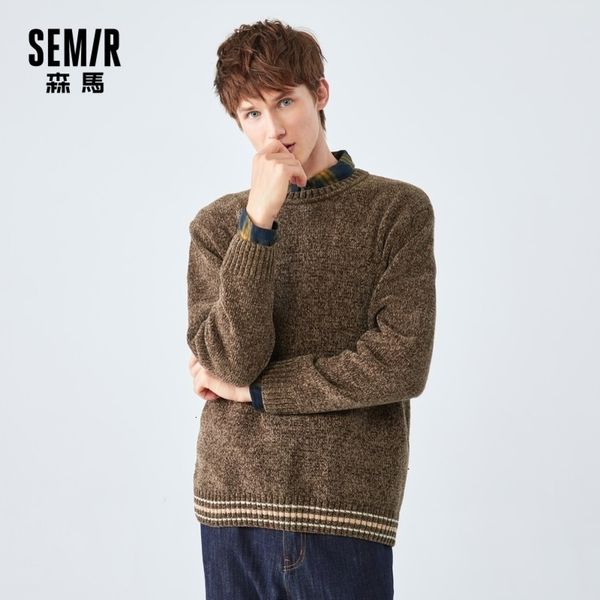 

semir men 2020 winter new loose warm round neck bottoming sweater for male