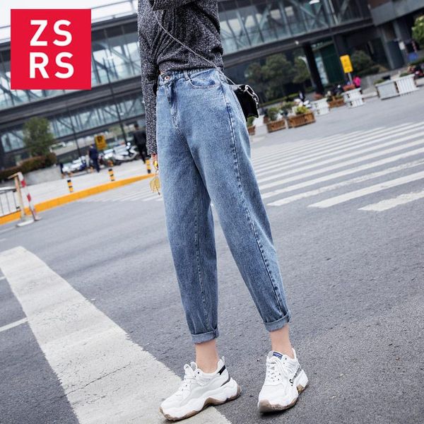 

zsrs 2020 spring new stylewomen blue/white/black loose vintage jeans female women high waist mom jeans women pants casual