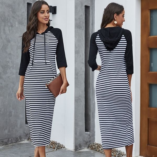 

l4u8q and 2020 autumn winter hooded cotton pullover long skirt pullover sports casual sweater mid-length dress oztjr, Black