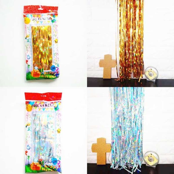 

1 * 2m tinsel metal foil edge shiny rain alikebackdrop birthday party decor curtain wedding pgraphy background p props1