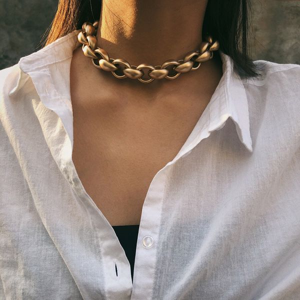 

exaggerated thick necklace, women's versatile personality nightclub wind net, red collar chain, Silver