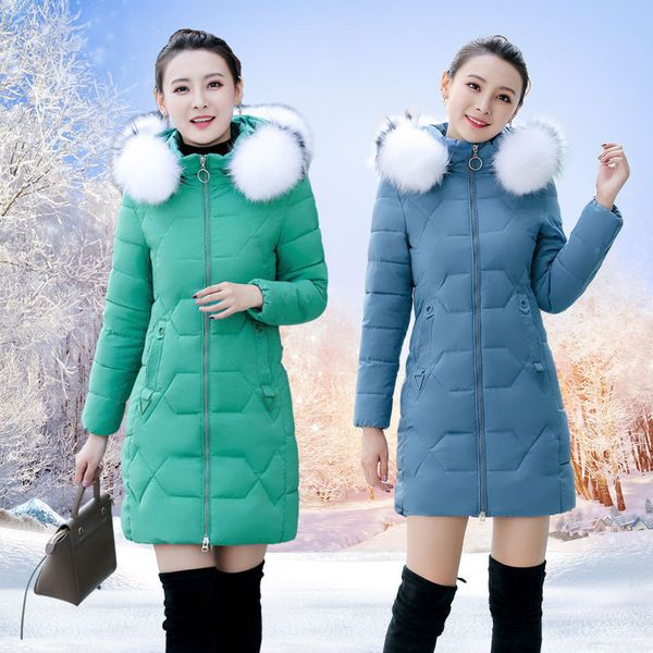 

2021 winter female with thick down casual lady thin parka outerwear plus size cotton jacket r568 tx61, Black