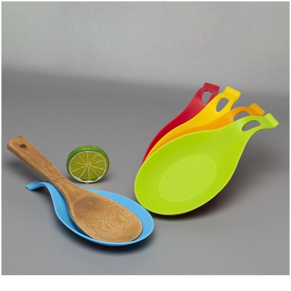 

1pcs sile spoon rest pad food grade silica gel spoon put mat device kitchen pots spoon holder heat resistant jllzeb