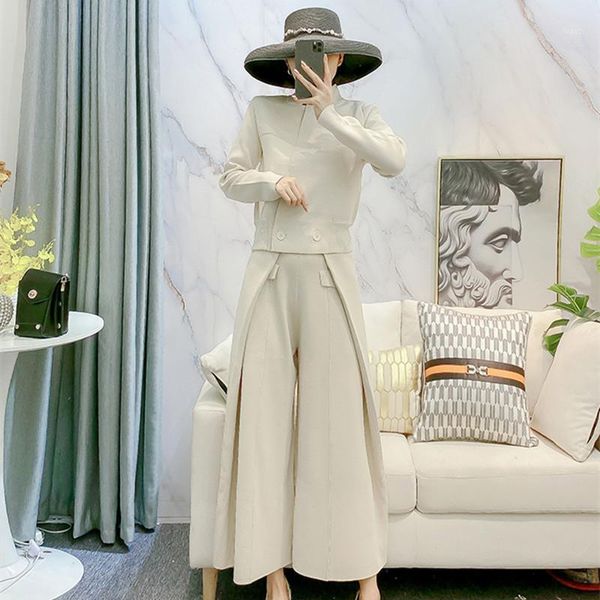 

winter high-end tracksuit 2 piece pant suits for women knitted long sleeve and high waist long pants women suit outwear1, Gray