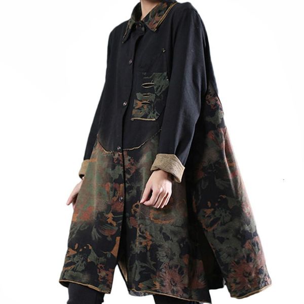 

yiciya 2021 autumn clothes luxury korean ladies gothic streetwear women long patchwork trench coats casual floral windbreakers, Tan;black