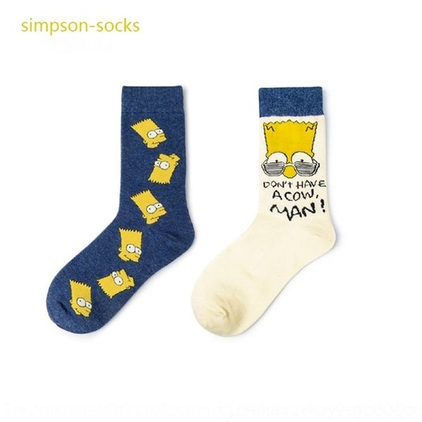 

xqeai mid-tube combed cotton simpson cartoon autumn and winter personalized long-tube couple couple medium medium sockssocks trend mid-tube, Black