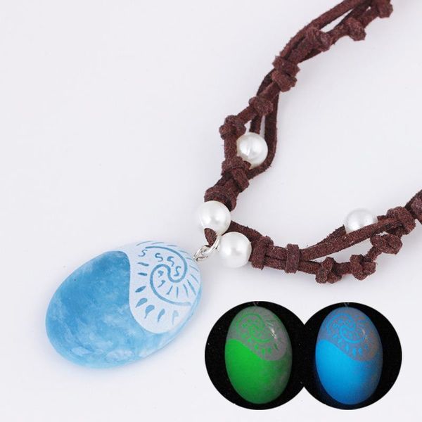 

2020 romance blue stone luminous pendants polynesia princess cos ocean rope chain necklace for women female jewelry