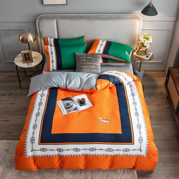 

2021 organge designer bedding sets cover gong cotton  bed comforters sets horse print luxury winter bedding comforter cover