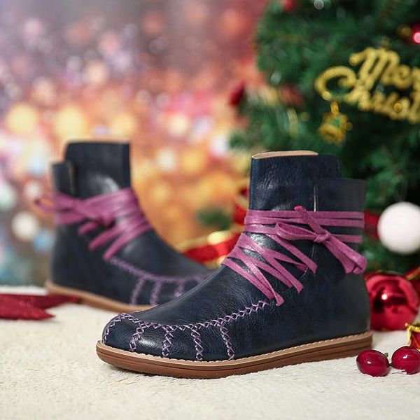 

boots nouc christmas ankle snow with low heels winter shoes women waterproof warm wedges botas mujer, Black