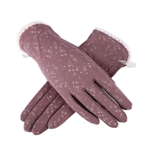 

new women lace sunscreen gloves autumn spring lady stretch touch screen anti uv slip resistant driving glove breathable guantes, Blue;gray