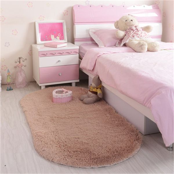 

cute fluffy rugs oval shape thicken pure color carpets for wedding room decoration thicken kids room mats anti wear