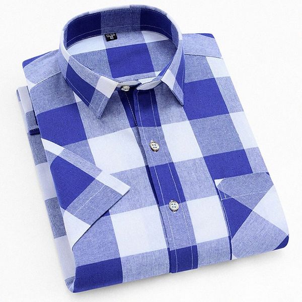 

men's shirt other prints plaid button down collar daily work print short sleeve lightweight basic blue white gray 051t#, White;black