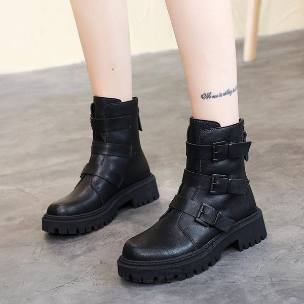 

genuine leather platform boots women shoes ankle black white boots women fashion cowboy boot spring autumn shoes woman1