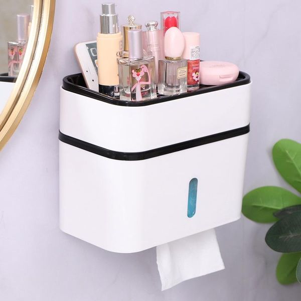 

multifunctional waterproof wall mounted bathroom tissue storage box single or double-layer options, put multiple paper towels