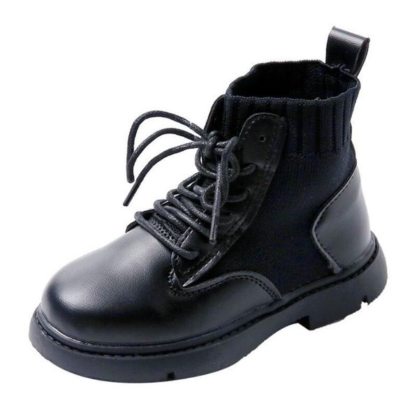 

kids shoes 2020 autumn children fashion mid calf short martin boots baby girls brand sport shoes toddlers pu leather shoes qyliiv mywjqq, Black